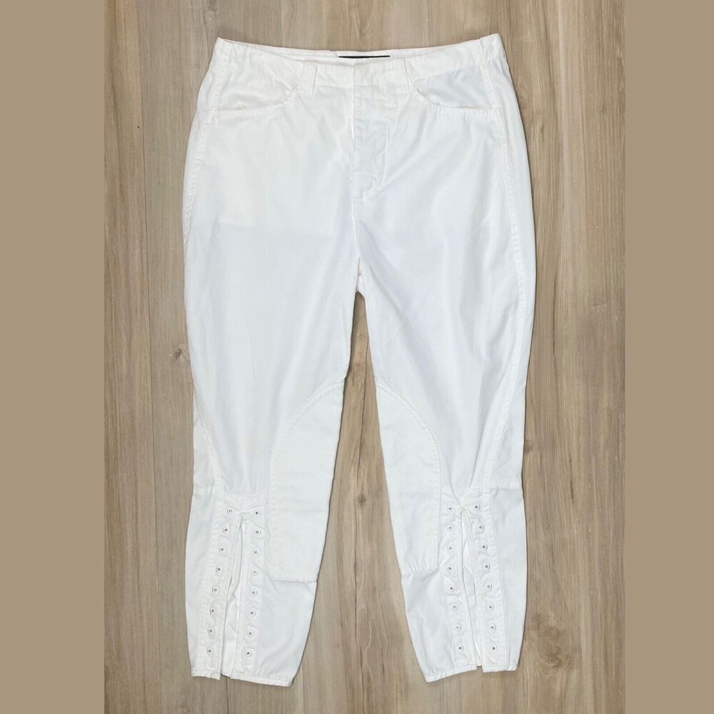 BALENCIAGA Women’s 6 US /36 EU Pants Crop White Y2K Leg Grommets Vintage Rare